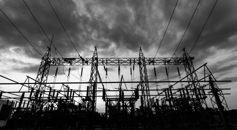electrical substation under dark sky